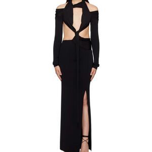 NWT Aya Muse Inio Black Viscose Long Sleeve Stretchy Maxi Dress Size S B36